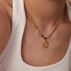 Cat's Eye Gemstone Necklace - Gold Plated