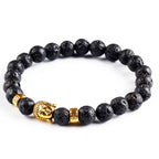 Lava Stone Buddha Bracelet - Black