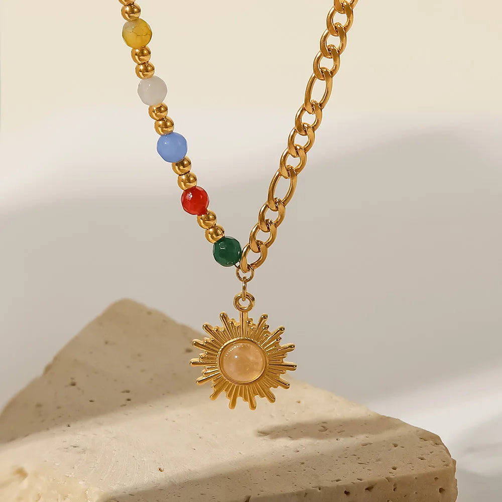 Cat's Eye Gemstone Necklace - Gold Plated