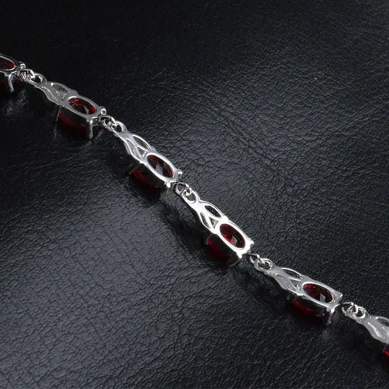 Red Crystal Sterling Silver Bracelet