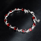 Red Crystal Sterling Silver Bracelet